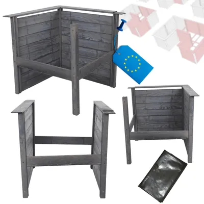 Produktbild von MODO24 Hochbeet Holz XL Erweiterung, Anbaumodul, Pflanzkasten, Gemüsebeet, Kräuterbeet, Massivholz Kiefer, 79x79x75 cm, Grau, ZOB