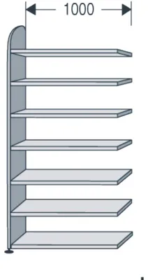 Produktbild von Büroregal Dante Regalfeld 7 Ordnerhöhen 7 Fachböden BxTxH 100x32,5x260cm lichtgrau