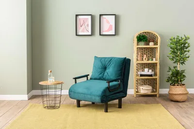 Produktbild von Hanah Home, Sento Single - Petrol Green, 1-Sitzer-Schlafsofa, Petrolgrün, 100% POLYESTER, 75 x 50 x 75 cm