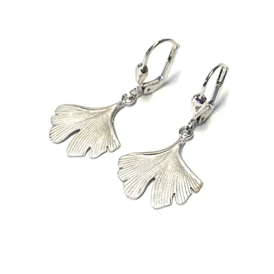 Produktbild von Ohrstecker Silber 925 Gingko rhodiniert Ohrhänger Pendelstecker matt