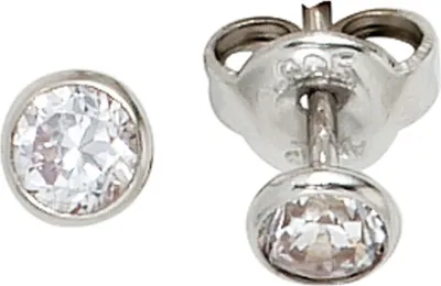 Produktbild von JOBO Ohrstecker rund 925 Sterling Silber rhodiniert 2 Zirkonia Ohrringe