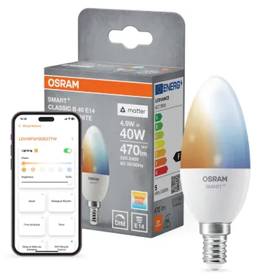 Obrázok produktu pre Osram SMART+, 4,9 W, 40 W, E14, 470 lm, 20000 h, Biela