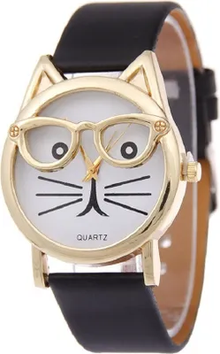 Produktbild von Schwarze Cat Uhr für Damen – Stilvoll und Wasserbeständig KP12837