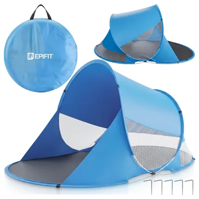 Immagine prodotto di Tenda da spiaggia a conchiglia con protezione UV Pop Up Epifit 190x120x90 cm con borsa da trasporto, blu