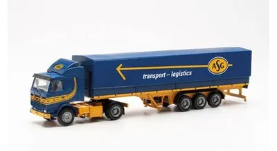 Produktbild von Herpa 315272 - 1/87 Scania 142 Planen-Sattelzug „ASG“ (Schweden/Stockholm)