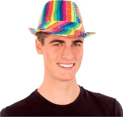 Imagen del producto de Sombrero de lentejuelas con diseño de arcoíris, talla única, multicolor