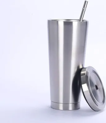Produktbild von 750ml/25oz Edelstahl Becher Vakuumisolierte Tasse Kaffeebecher Reiseflasche Thermobecher Kaltgetränkebecher mit Strohhalm und Auslaufsicherem Deckel für Eiskaltes oder Warmes Trinken