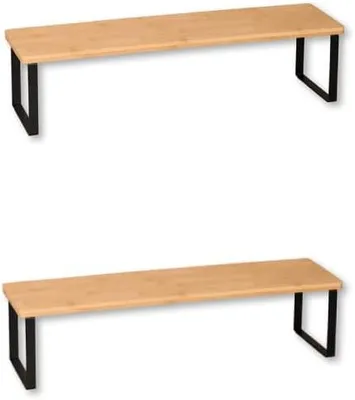 Productafbeelding van Kesper 58807 | Set van 2 keukenplanken, bamboe en metaal, 55 x 13,5 x 15 cm, bruin en zwart