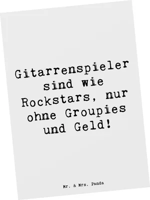 Produktbild von Mr. & Mrs. Panda Postkarte Spruch Gitarre Helden - Weiß - Geschenk, Musiker, Musik, Freiheit, Lernen, Grußkarte, Ansichtskarten, Akustik, Liebe, Instrument, bildkarte