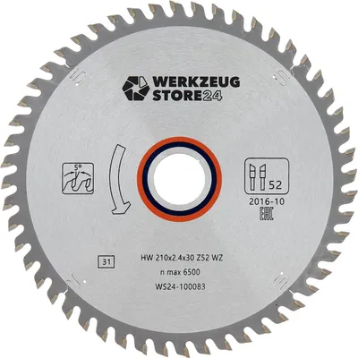 Produktbild von WS24 HM Kreissägeblatt Holz 210 x 2,4 x 30 WZ 52 - WS24-100083