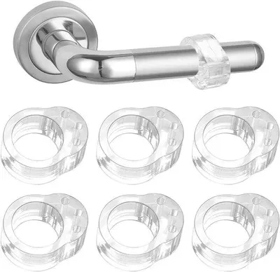 Image de Plaques de protection transparentes pour poignées de porte - Lot de 6