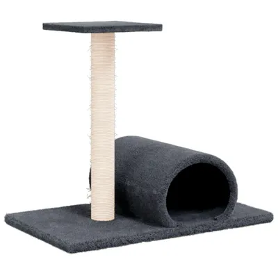Obrázek produktu pro Škrabadlo pro kočky s tunelem tmavě šedé 60 x 34,5 x 50 cm