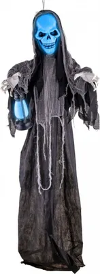 Produktbild von Halloween-Hängedekoration: Skelett-Geist mit Licht und Sound (180 cm)