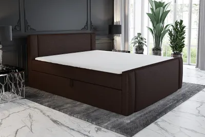Produktbild von Boxspringbett SKULI 180 x 200 mit 2 Bettkästen, Bonell-Matratze und Topper. Farbe: Schwarz