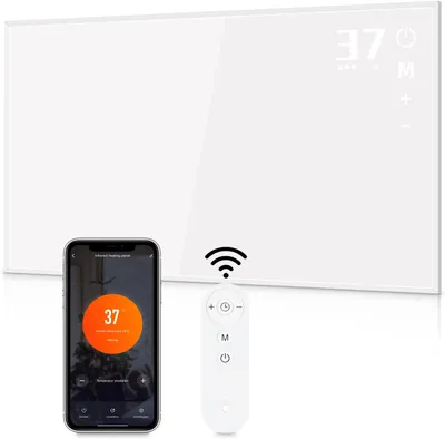 Produktbild von ZMH Elektroheizung 600W mit Thermostat Infrarotheizung energiesparend infrarot Wandheizung Wand Heizkörper elektrische Heizgerät mit Fernbedienun
