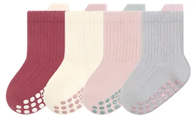 Imagen del producto de Calcetines antideslizantes para bebés y niños, paquete de 4 pares