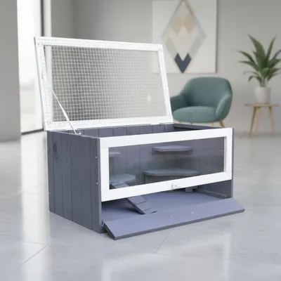 Immagine prodotto di Melko Gabbia per criceti in legno Gabbia per topi Grigio Gabbia per ratti Gabbia per roditori Recinto