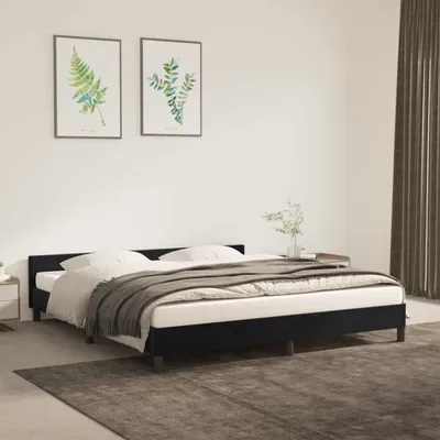 Image de vidaXL vidaXL - Cadre de lit - avec - tête de lit - velours - noir - 160x200 - cm