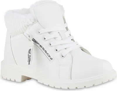 Produktbild von VAN HILL Damen Warm Gefüttert Worker Boots Stiefelette Bequem Prints Schuhe 841489, Farbe: Weiß, Größe: 39