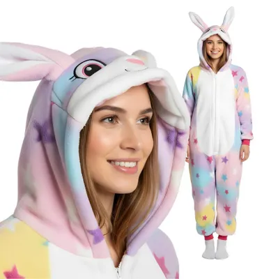 Produktbild von Pyjama Onesie Kigurumi Kostüm für Erwachsene Sternen-Hase XXL: 185 - 195cm
