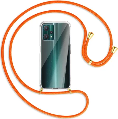 Produktbild von Handykette Backcover-Schutzhülle mit Band (Metall goldfarben) für Realme 9 Pro 5G - neonorange