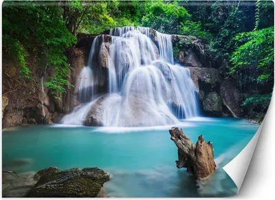 Produktbild von Vlies fototapete Wasserfall in den Tropen 150x105 cm Feeby Blau inkl. Kleber einfache Montage