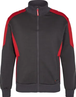 Produktbild von F. Engel Galaxy Sweatcardigan mit Kragen, Anthrazit Grau/Tomato Red, Gr. XL