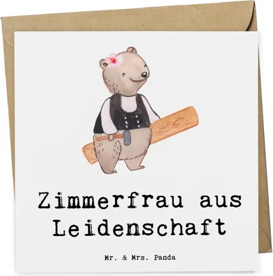 Produktbild von Mr. & Mrs. Panda Grußkarte Zimmerfrau Leidenschaft - Weiß - Geschenk, Glückwunschkarte, doppelkarte, anlasskarte, Klappkarte, faltkarte