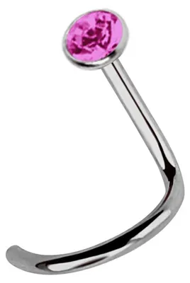 Produktbild von Titan Nasenpiercing Stecker Spirale 1,0 mm mit Stein in 2,5 mm, pink