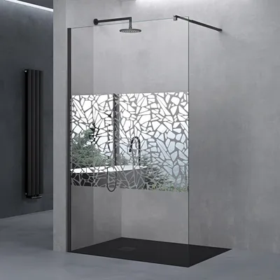 Image de doporro Paroi de Douche à L'italienne 80cm Pare-douche avec Stabilisateur Rectangulaire Verre de Sécurité 10mm Revêtement NANO 80x200cm Design Bremen02BL