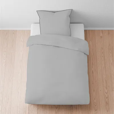 Produktbild von Biberna Uni Pique Bettwäsche 290500 135x200 cm + 80x80 cm silber-grau
