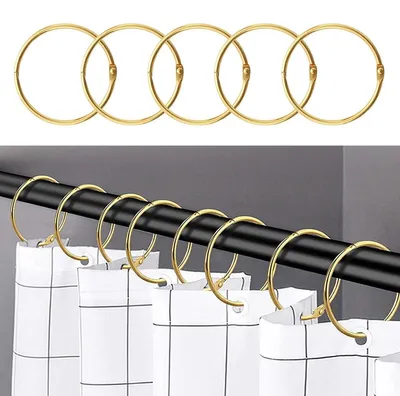 Produktbild von Duschvorhangringe Duschvorhangclips Gardinenringe - Edelstahl - 24 Stück - Schwarz - Für Dusche und Gardine