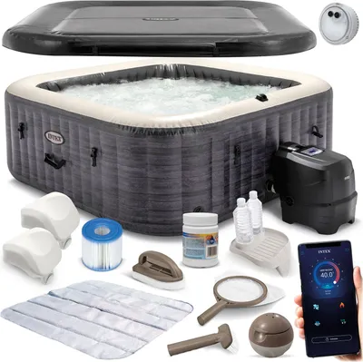 Produktbild von Aufblasbarer Whirlpool mit Hydromassage für 4 Personen INTEX 28450 + Chlorgenerator