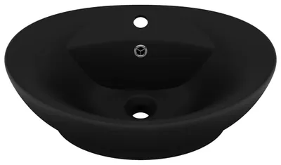 Produktbild von vidaXL Luxus-Waschbecken Überlauf Matt Schwarz 58,5x39cm Keramik