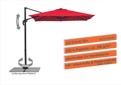 Produktbild von Schneider Ampelschirm Rhodos Junior rot 230 x 230 cm