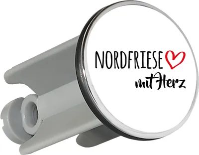 Produktbild von Huuraa Waschbeckenstöpsel Nordfriese mit Herz 4cm höhenverstellbar Abflussstopfen Geschenkidee