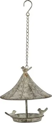 Produktbild von Vogelhaus Futterhaus grau-braun Garten Vogelhäuschen z.H. Vogeltränke Ø23xH23cm