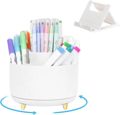 Produktbild von Stiftehalter 360° drehbar, Schreibtisch-Organizer, 5 Fächer, für Stifte und Make-up-Pinsel