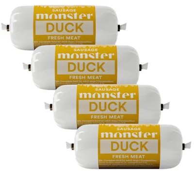 Zdjęcie produktu dla Monster Dog Sausage Duck 4x80g Pełnoporcjowa Mokra Karma dla Psa Kiełbasa z Kaczki