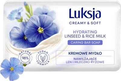 Zdjęcie produktu dla Luksja Creamy & Soft Kremowe mydło w kostce Len i Mleczko ryżowe 90 g