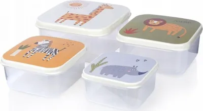 Zdjęcie produktu dla Zestaw 4 pudełek na żywność z motywami zwierzęcymi w różnych rozmiarach