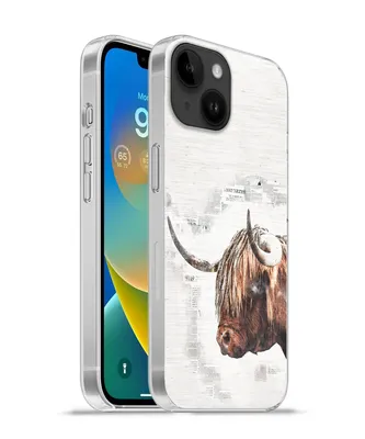 Produktbild von MuchoWow® Handyhülle Schutzhülle Hülle für Apple iPhone 14 - Softcase Scottish Highlander - Tiere - Zeitungspapier Silikon Softcase Handy Hülle - Mobiltelefonhülle