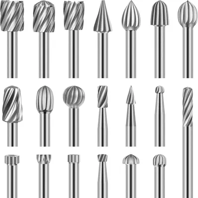 Produktbild von Holzschnitzerei Bohrer Set für Rotationswerkzeuge, 20-teiliges HSS-Drehfräser-Set