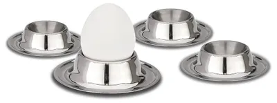 Eierbecher aus Edelstahl, silber, 8,5 x 8,5 x 2 cm, 4 Stück
