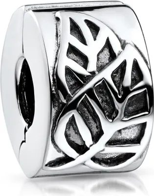 Produktbild von MATERIA by Matthias Wagner Blatt Stopper Clip - 925 Silber Bead Blätter antik Charm für Armbänder und Ketten 90