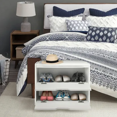 Produktbild von Moderne stilvolle Schuhe Lagerung Schrank Hocker mit Kissen für Haus Wohnzimmer Flur