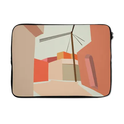 Produktbild von MuchoWow® Laptop Hülle 13 Zoll Stromkabel - Haus - Sommer - Pastell Laptoptasche - Laptophülle - Sleeve - Rundumschutz