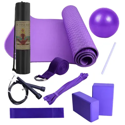 Image de Kit complet de yoga comprenant un tapis et des blocs
