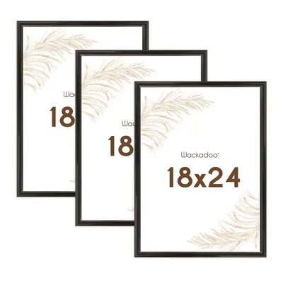Produktbild von Wackadoo Bilderrahmen Set schwarz für Poster und Fotowände mit Glasscheibe – 18 x 24 cm / 3