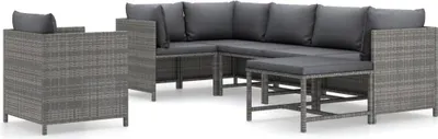 Produktbild von vidaXL 7-tlg. Garten-Lounge-Set mit Kissen Poly Rattan Grau